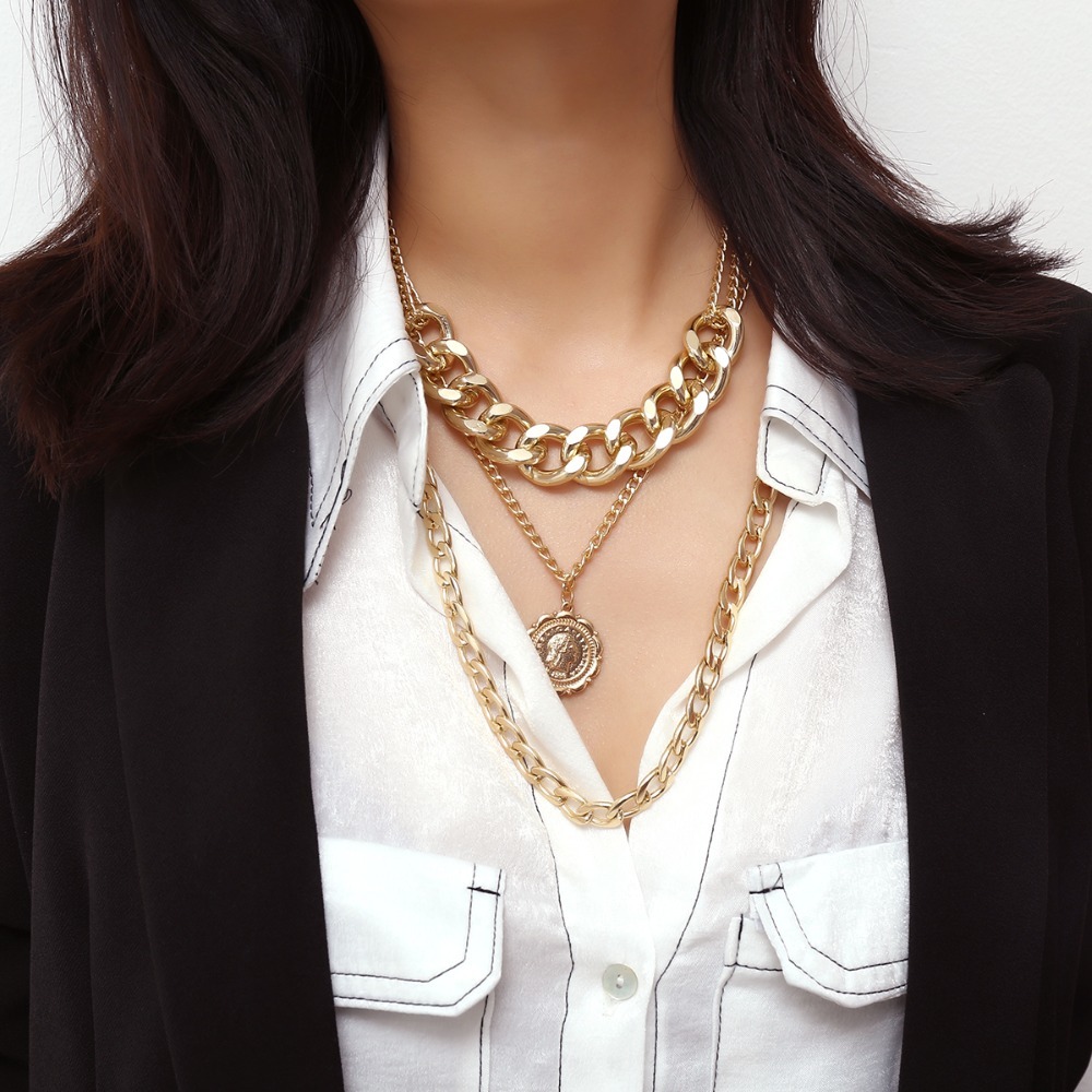 Hip Hop Hyperbole Multi Layer Thick Curb Cuban Link Chain Portrait Pendant Choker Necklace Women Fashion Jewelry 70s
Hip Hop Hyperbole Multi Layer Thick Curb Cuban Link Chain Portrait Pendant Choker Necklace Women Fashion Jewelry 70s