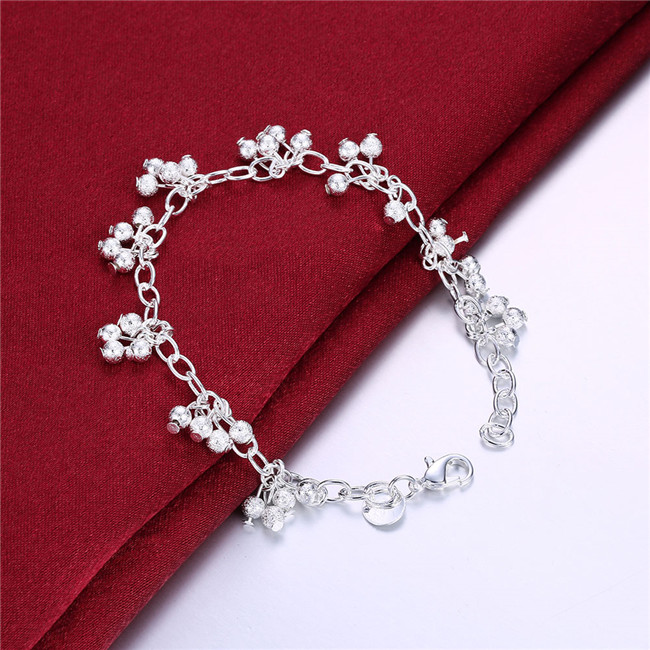 Hot sale best gift 925 silver Sand beads hanging grapes Bracelet DFMCH087, new fashion sterling silver plated Chain link gemstone bracelets