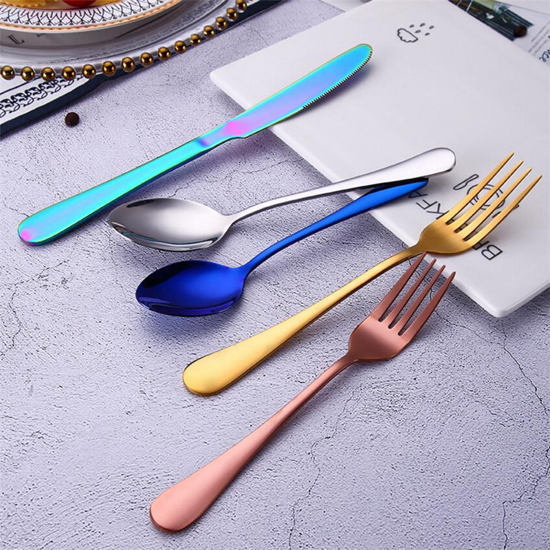 5 pcsset flatware sets 6 colors dinner set flatware fork knife spoon teaspoon sets elegant cutlery kitchen accessories9516703
