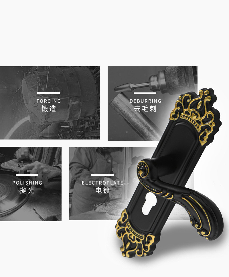 aluminum alloy interior door handle lock European bedroom door locks