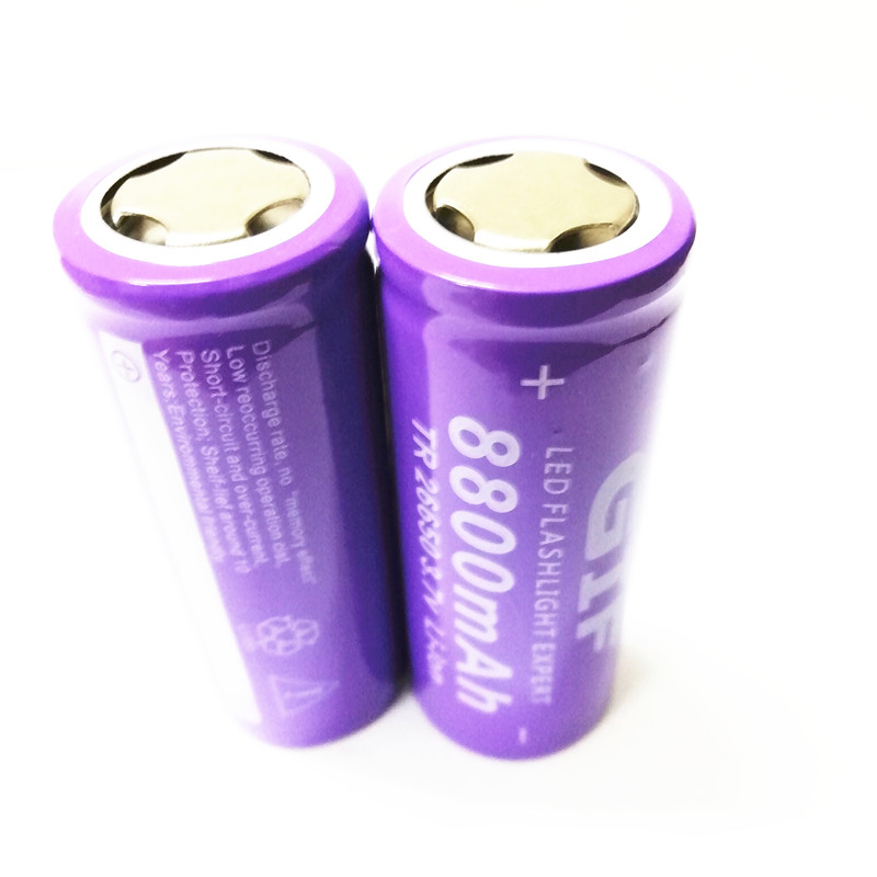 GIF 26650 Lithium Battery 8800mAh 3.7V Rechargeable lithium battery for T6 flashlight headlamp toy battery 4.2v factory direct supply