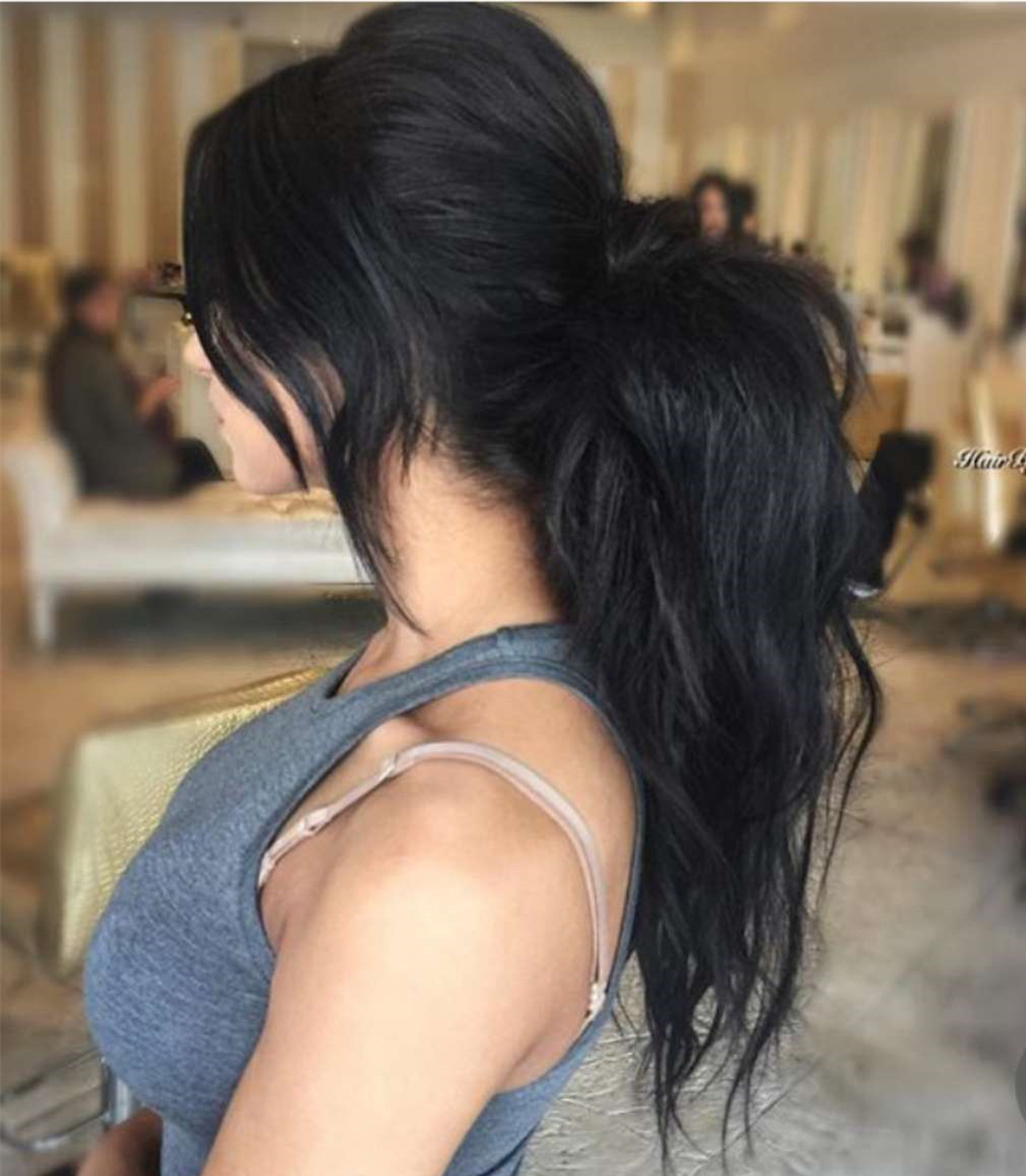 Beauty quality 10a Human Hair wavy Pony tail hairpiece Clips Loose Wave Brown Brazilian Virgin Hair wet wavy Pony tail Hair Extensions