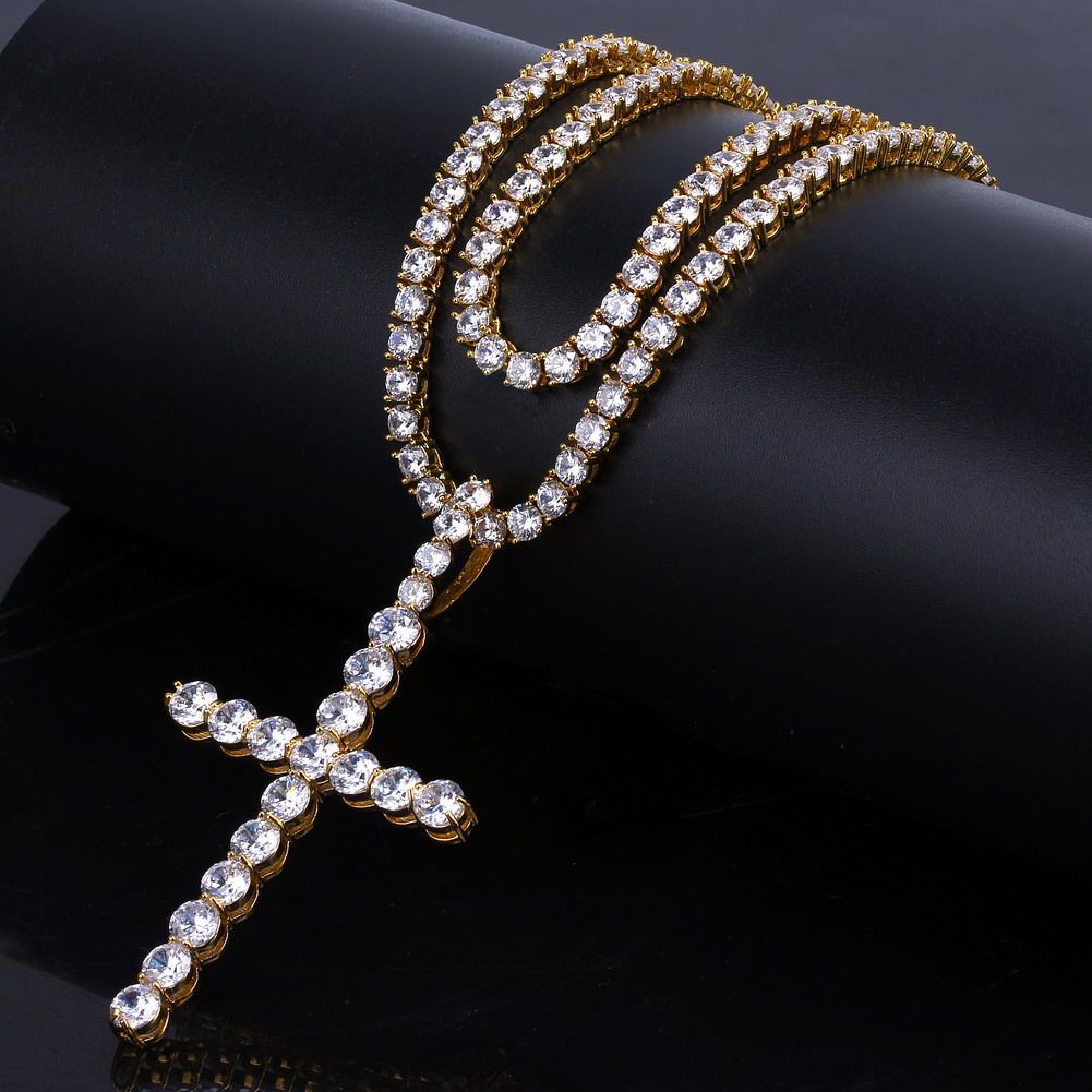 18K Gold Iced Out CZ Cubic Zirconia Cross Pendant Necklace Tennis Chains for Men and Women Full Diamond Hiphop Rapper Jewelry Lovers Gifts
18K Gold Iced Out CZ Cubic Zirconia Cross Pendant Necklace Tennis Chains for Men and Women Full Diamond Hiphop Rapper Jewelry Lovers Gifts