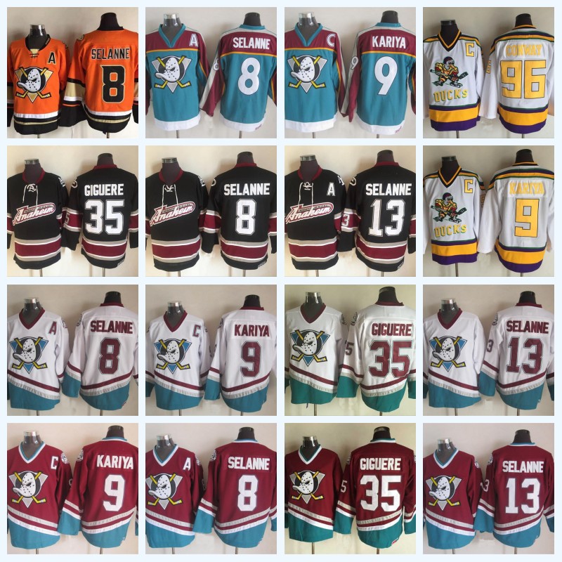 Stitched 8 Teemu Selanne Anaheim Ducks 9 Paul Kariya 35 Jean-Sebastien Giguere 13 Selanne 96 Charlie Conway Ice Hockey Jersey Fast Shipping, Black;red
Stitched 8 Teemu Selanne Anaheim Ducks 9 Paul Kariya 35 Jean-Sebastien Giguere 13 Selanne 96 Charlie Conway Ice Hockey Jersey Fast Shipping, Black;red