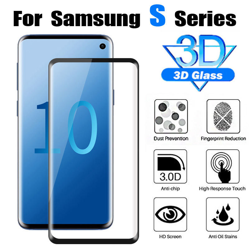 

For Samsung Galaxy S10+ S10e Note9 S9+ Tempered Glass 3D 9H Full Screen Cover Explosion-proof Screen Protector Film for S8+ S7 S6 Tempere