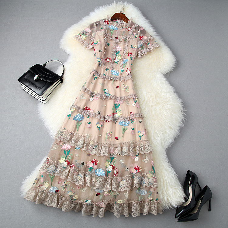 2020 Summer Short Sleeve Round Neck Multicolor Floral Print Tulle Embroidery Panelled Mid-Calf Dress Elegant Casual Dresses LJ18T10976, Multi
2020 Summer Short Sleeve Round Neck Multicolor Floral Print Tulle Embroidery Panelled Mid-Calf Dress Elegant Casual Dresses LJ18T10976, Multi
