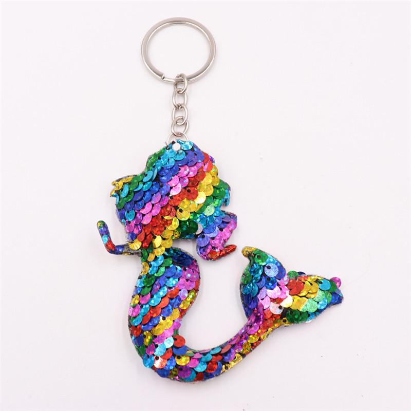 30pcs/Lot Animal Keychain Glitter Pompom Sequins Key Chain Gifts Women Car Bag Accessories Key Ring Wedding Souvenir for Guests