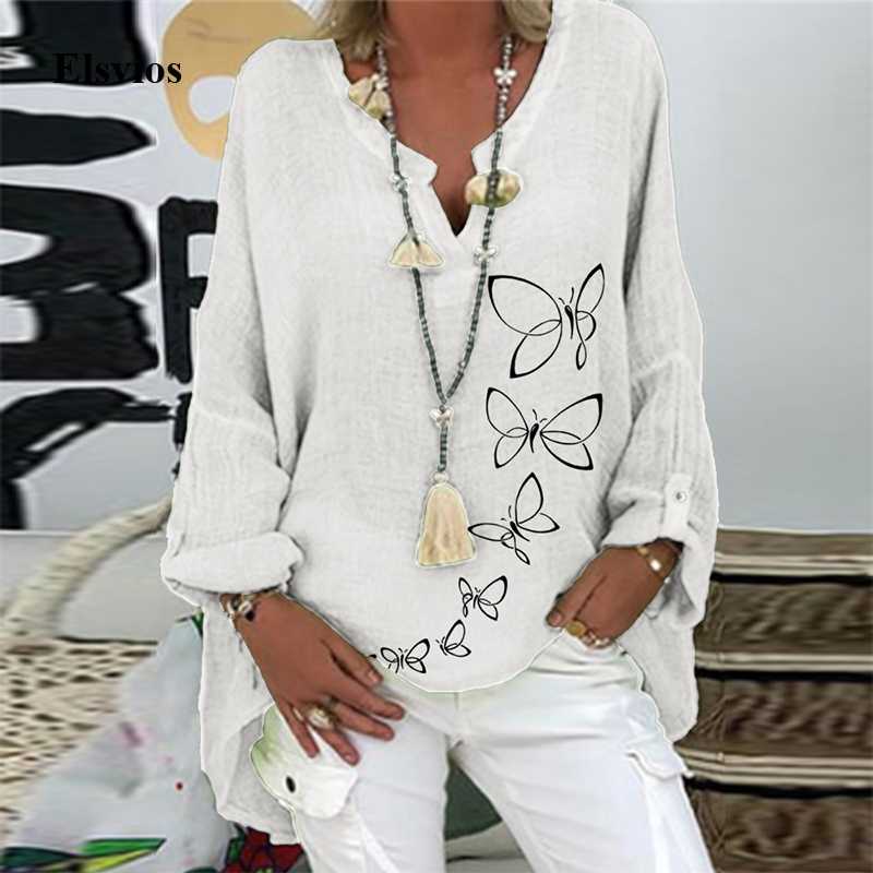 Casual Cotton Linen Loose Blouse Shirt Autumn Elegant Butterfly Print Loose Tops Blusa Spring Long Sleeve Women V-Neck Shirts 5X, 01 blue
Casual Cotton Linen Loose Blouse Shirt Autumn Elegant Butterfly Print Loose Tops Blusa Spring Long Sleeve Women V-Neck Shirts 5X, 01 blue