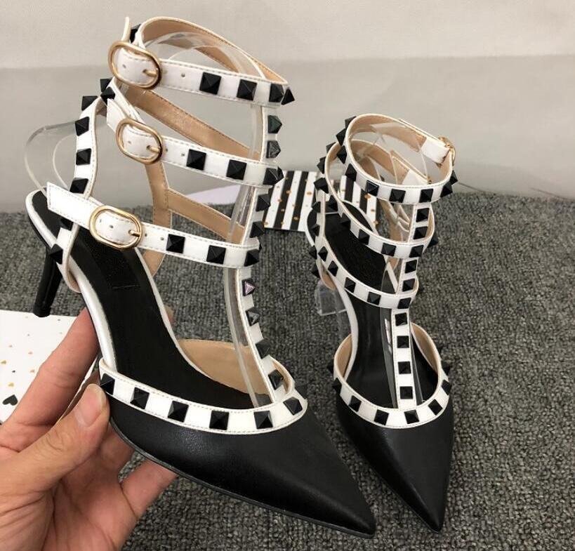 2019 new style women high heels sandals thin heels pointed toe rivet sandals gold/silver women wedding shoes party shoes 35-43, Black shiny
2019 new style women high heels sandals thin heels pointed toe rivet sandals gold/silver women wedding shoes party shoes 35-43, Black shiny