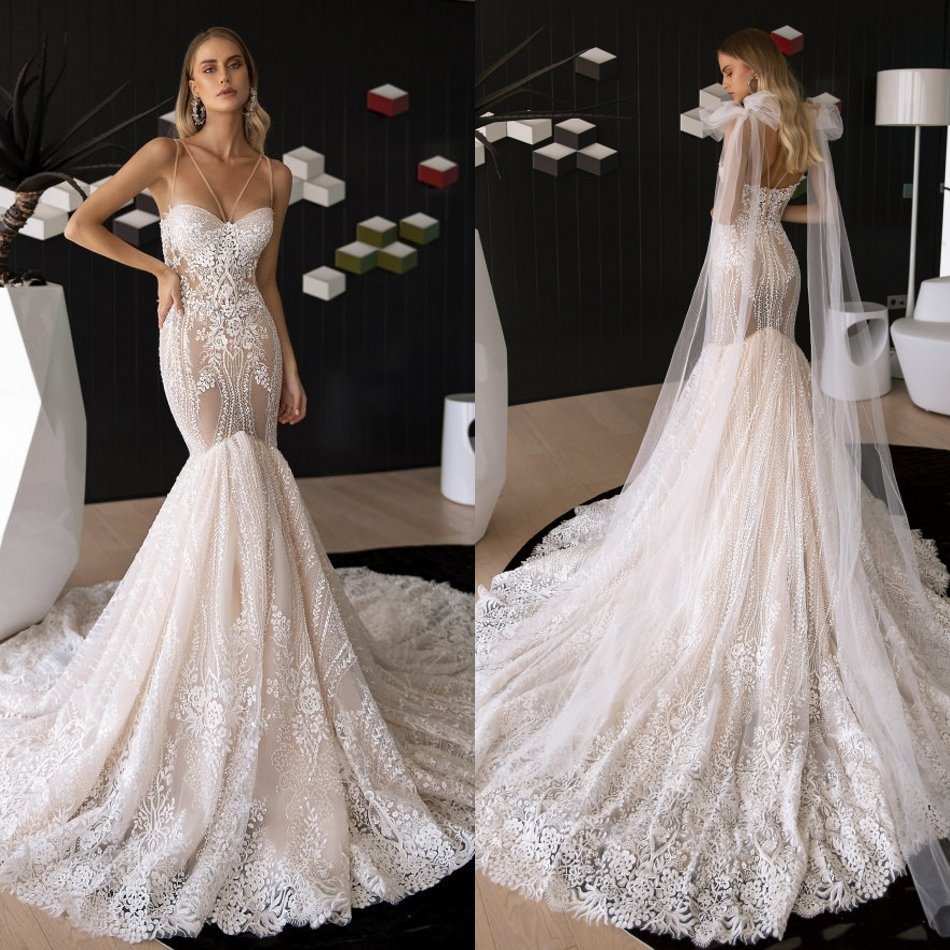 Sexy 2020 Mermaid Wedding Dresses With Wrap Lace Appliqued Sheer V Neck Bridal Gowns Country Garden Beach Plus Size Wedding Dress