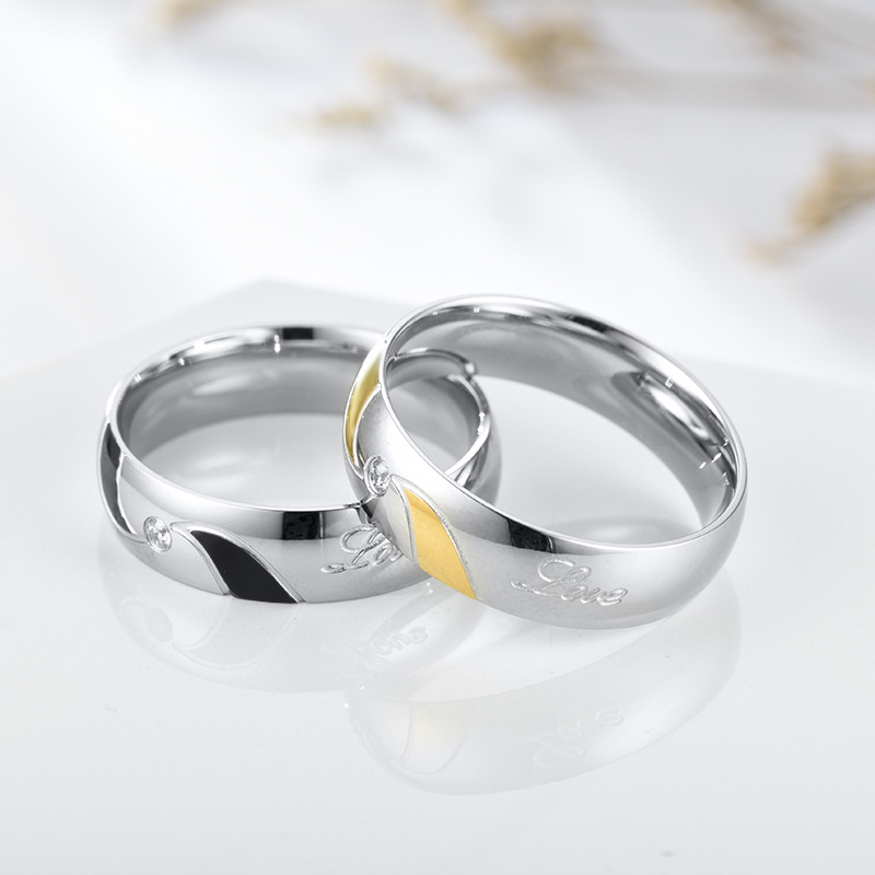 New in Titanium Stainless Steel Cubic Zirconia Unisex Finger Band Ring Diamond Lovers Swirl Wedding Engagement Rings for Couples Wolf Tide Jewelry Who