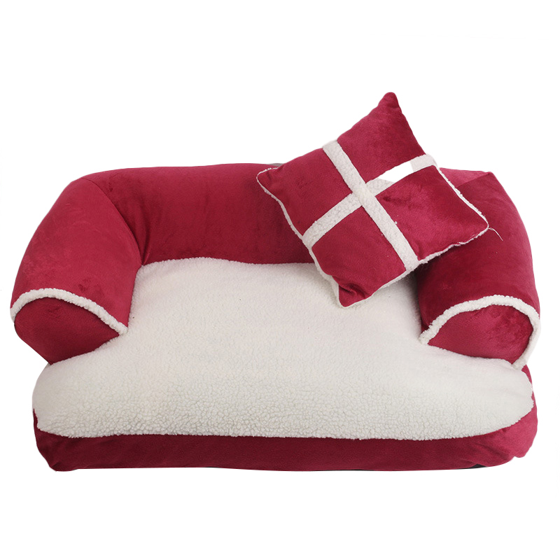 New Four seasons Pet Dog Sofa Beds With Pillow Detachable Wash Soft Fleece Cat Bed Warm Chihuahua Small Dog Bed