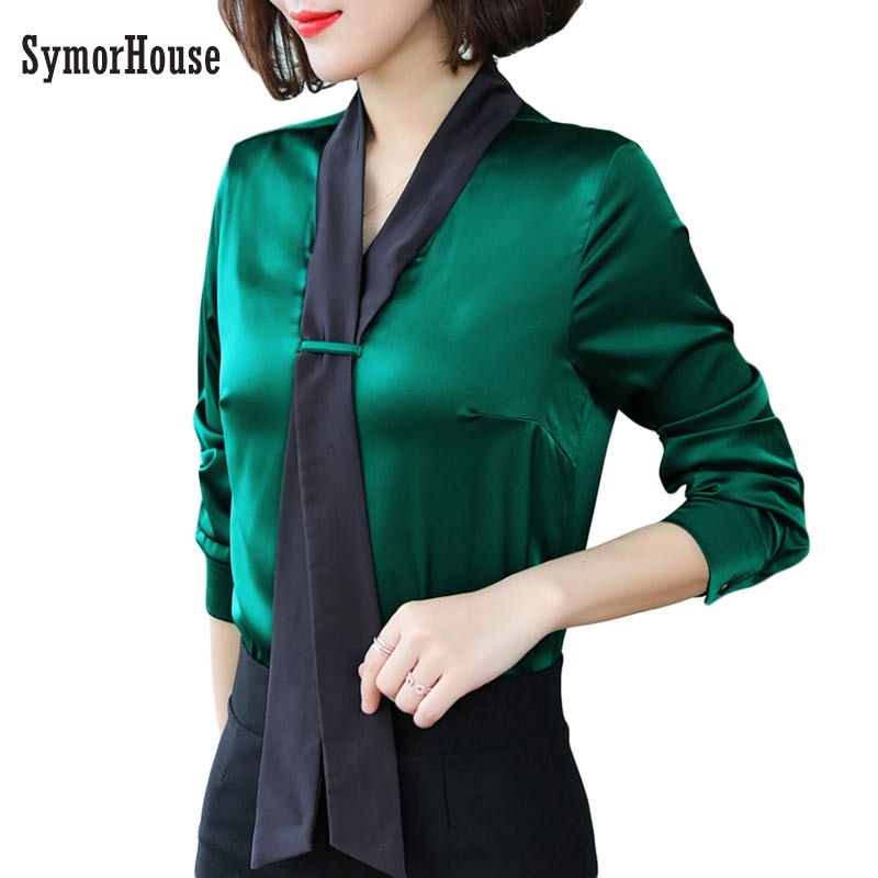 2019 New Women silk satin blouse V-Neck tie long sleeve shirts ladies office work elegant female Top high quality Blouses 3XL, Green
2019 New Women silk satin blouse V-Neck tie long sleeve shirts ladies office work elegant female Top high quality Blouses 3XL, Green