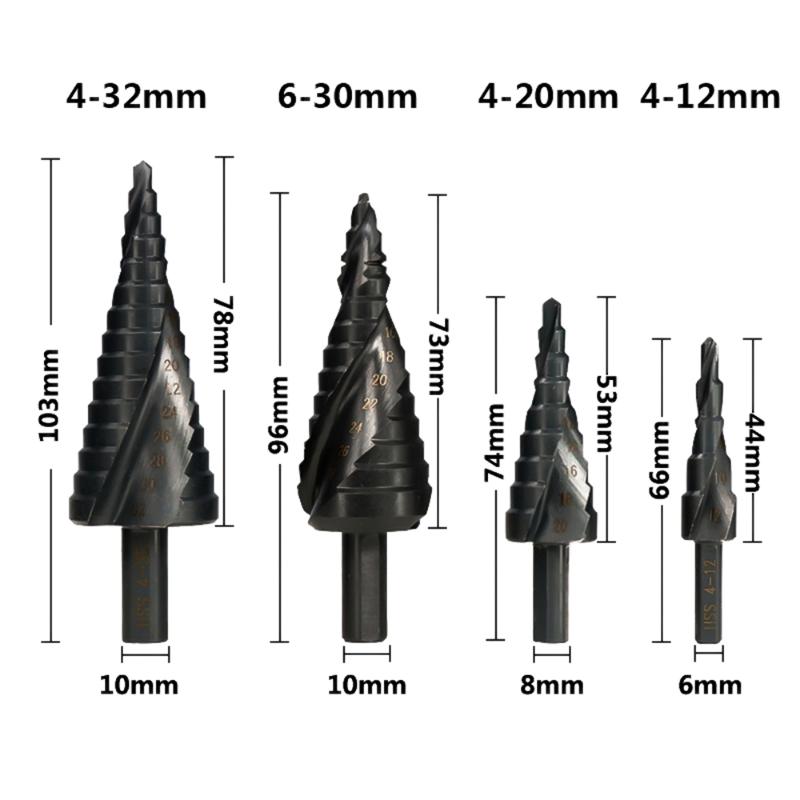 4-12/20/32mm 6-30mm HSS Cobalt Step Cone Drill Bit Nitride Coated Wood/Metal Hole Cutter Drill Spiral Groove Step Bit
4-12/20/32mm 6-30mm HSS Cobalt Step Cone Drill Bit Nitride Coated Wood/Metal Hole Cutter Drill Spiral Groove Step Bit