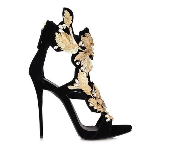 Free Shipping Women's leather high heels, new black Suede Stilettos, Gold Leaf Sandals for women, Size: 35-42, black
Free Shipping Women's leather high heels, new black Suede Stilettos, Gold Leaf Sandals for women, Size: 35-42, black