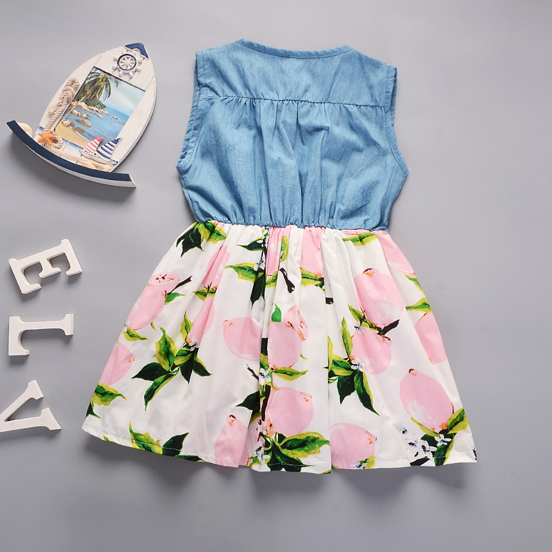 Lemon Girl Baptism New 2018 Sleeveless Kid Dresses Girls Clothes Party Princess Vestidos 6 7 8 year birthday cowboy Dress