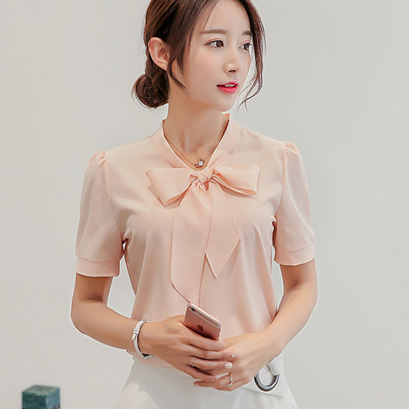Korean Sweet Bow Chiffon Shirt Women Summer Blouse Casual Short / Long Sleeve Woman Shirts Spring Office Ladies Pink White Tops, Cdf-146rx-pink
Korean Sweet Bow Chiffon Shirt Women Summer Blouse Casual Short / Long Sleeve Woman Shirts Spring Office Ladies Pink White Tops, Cdf-146rx-pink