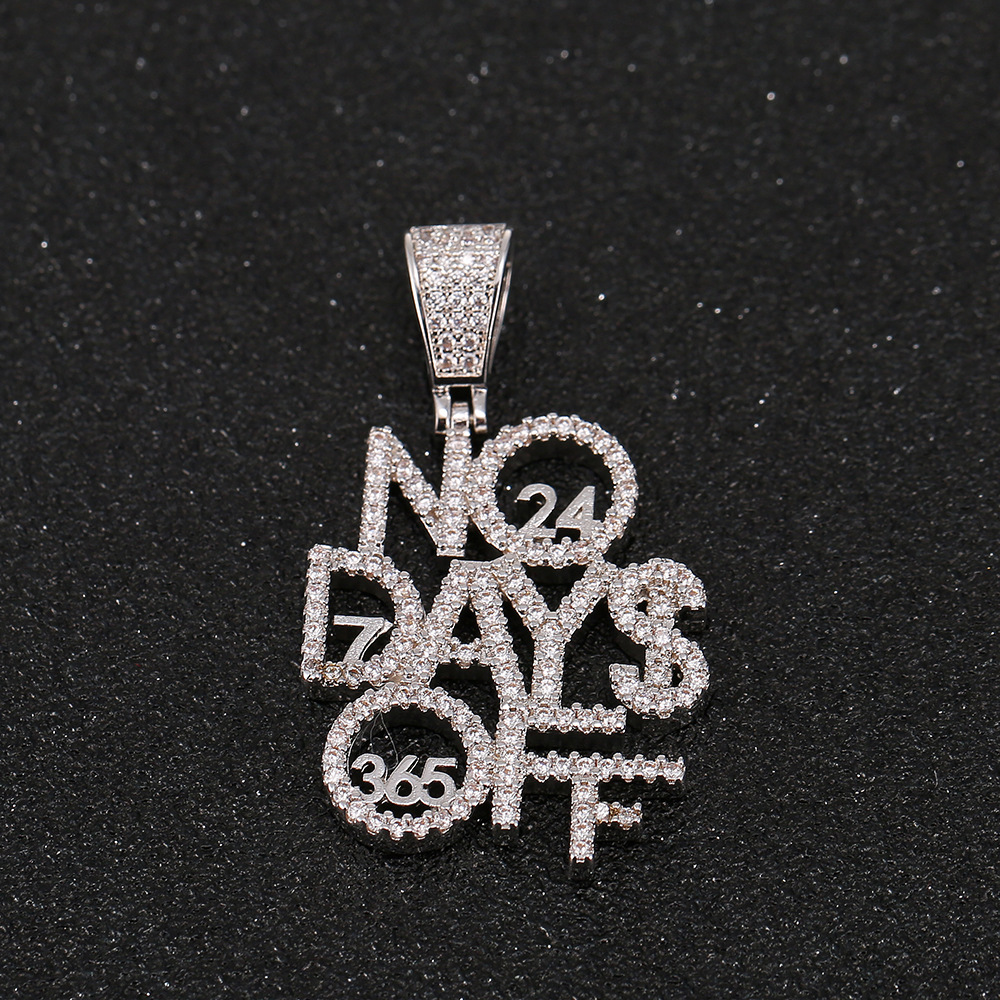 Iced out hiphop jewelry micro paved NO DAYS OFF Letters pendants necklaces for men women cool fashion gifts, Silver
Iced out hiphop jewelry micro paved NO DAYS OFF Letters pendants necklaces for men women cool fashion gifts, Silver