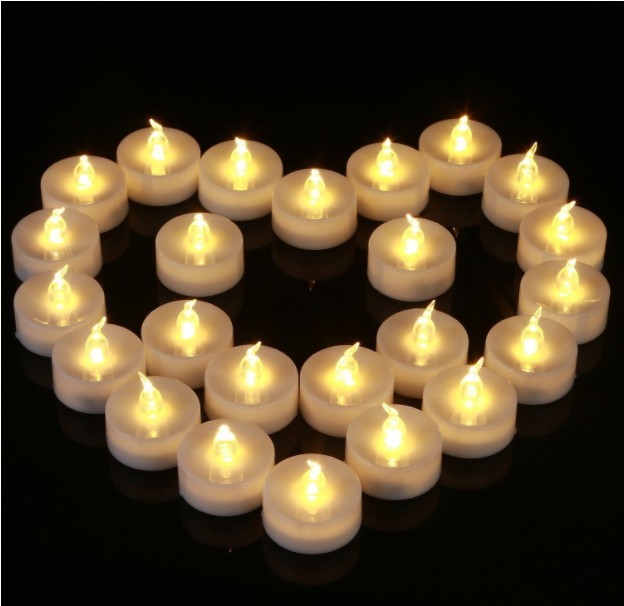 SXI 24 Pack Warm White Battery LED Lights Flameless Flickering light Dia 1.4" Electric Fake Candle for Votive Wedding Party