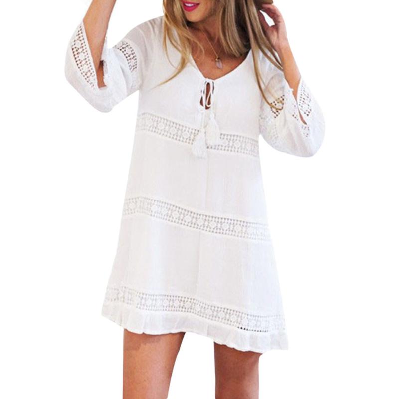 Summer Dress 2020 White Dress Women Summer Three Quarter Sleeve Loose Lace Boho Beach Short Mini Vestido 2018#121 #YL5
Summer Dress 2020 White Dress Women Summer Three Quarter Sleeve Loose Lace Boho Beach Short Mini Vestido 2018#121 #YL5