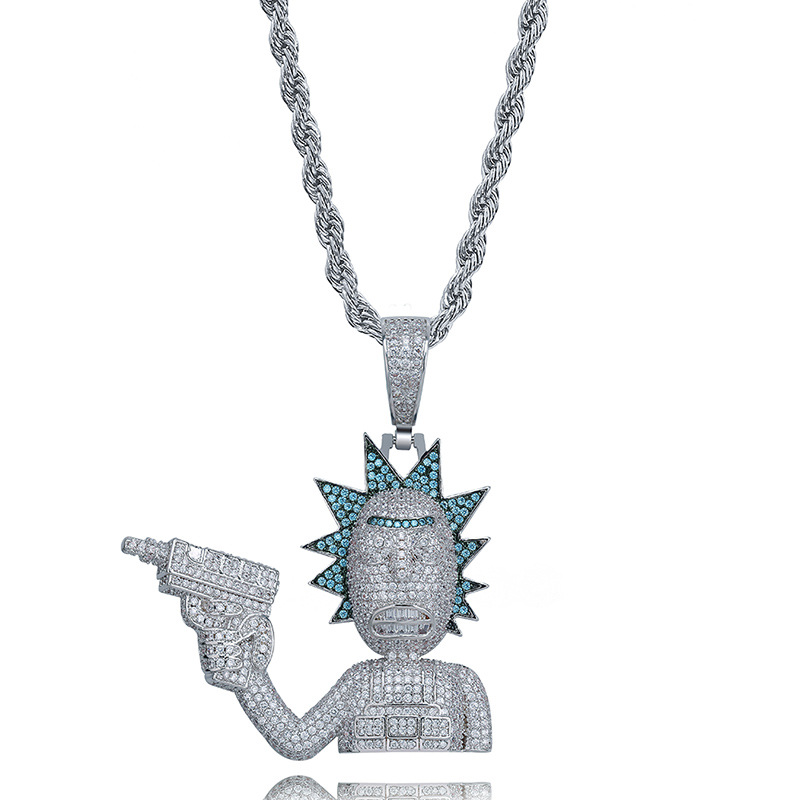 Hip Hop Character Pendant Necklace Men's Personalized Stainless Steel 18K Gold Plated Person Big Pendants Jewelry