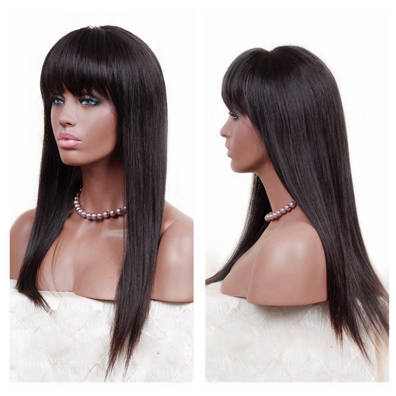 Long Black Wigs for Women Synthetic Lace Front Wig Straight Hair with Baby Hair Heat Resistant Natural Wig with bangs