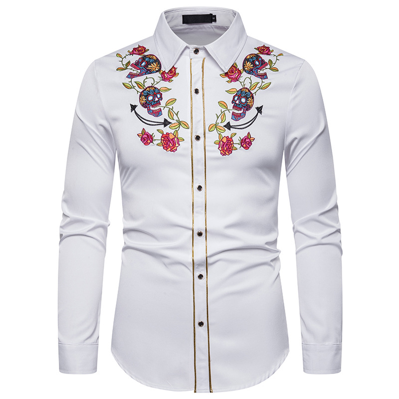 Men' Fashion Embroidered Evening Dress Shirt American Western Shirt Rose Cranio Embroidery Long Sleeve, Black
Men' Fashion Embroidered Evening Dress Shirt American Western Shirt Rose Cranio Embroidery Long Sleeve, Black