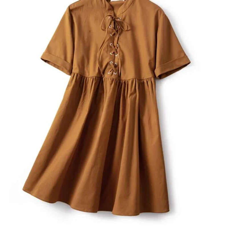 2020 New Fashion Front Strap Mini Dress Ladies Short Sleeve Casual Loose Female Cacual Dresses Spring Summer, As show picture
2020 New Fashion Front Strap Mini Dress Ladies Short Sleeve Casual Loose Female Cacual Dresses Spring Summer, As show picture