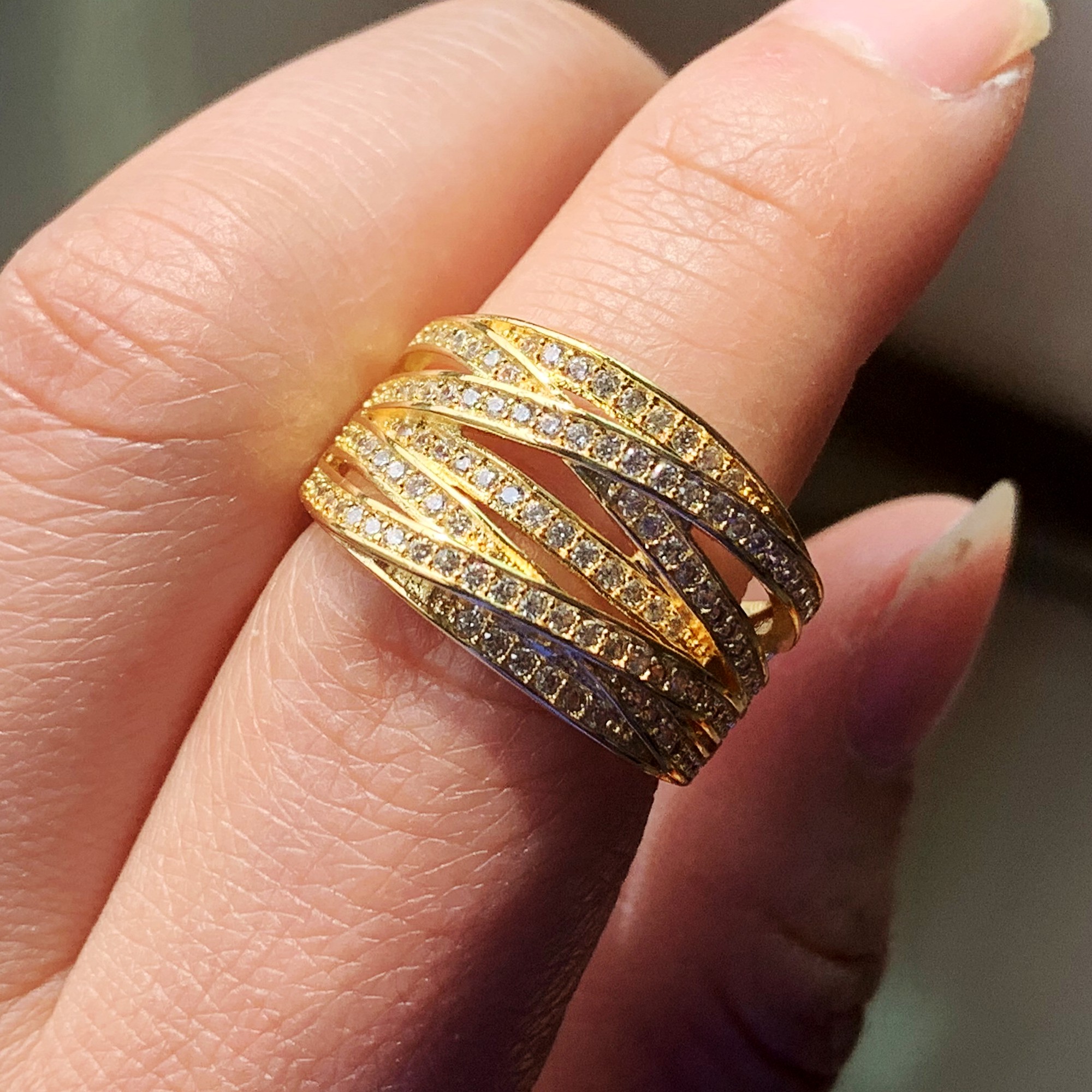 Size 6-10 Luxury Jewelry 10KT Gold Fill Cross Ring Pave White Sapphire CZ Diamond Party Eternity Wedding Engagement Band Ring for Women Gift