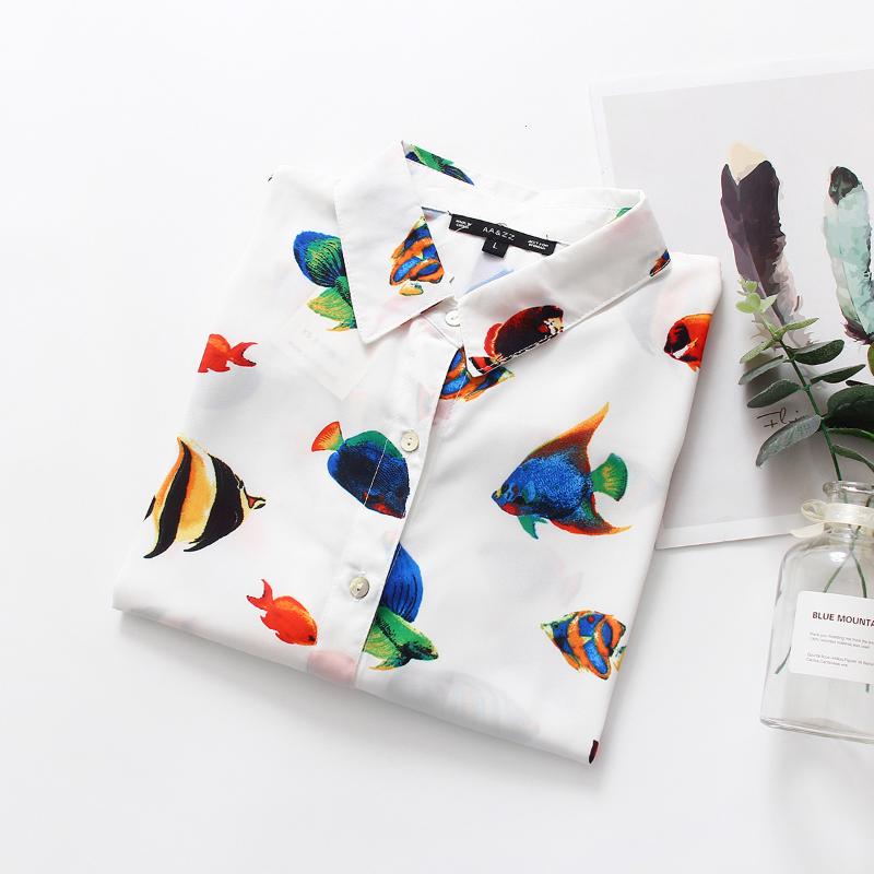 Autumn New Women Fashion Long Sleeve Fish Print White Blouses Shirts Casual Loose Office Shirt Blouse, Picture color
Autumn New Women Fashion Long Sleeve Fish Print White Blouses Shirts Casual Loose Office Shirt Blouse, Picture color
