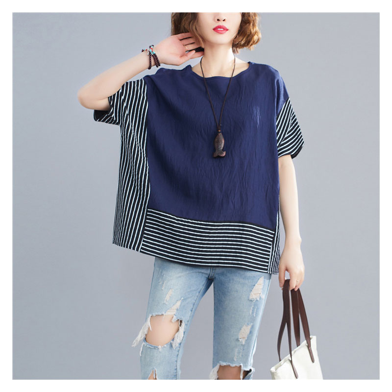 New 2020 women tops stripe splice T-shirt women's clothing Bat sleeves loose T-shirt clothes for female cotton linen tshirt, Black
New 2020 women tops stripe splice T-shirt women's clothing Bat sleeves loose T-shirt clothes for female cotton linen tshirt, Black