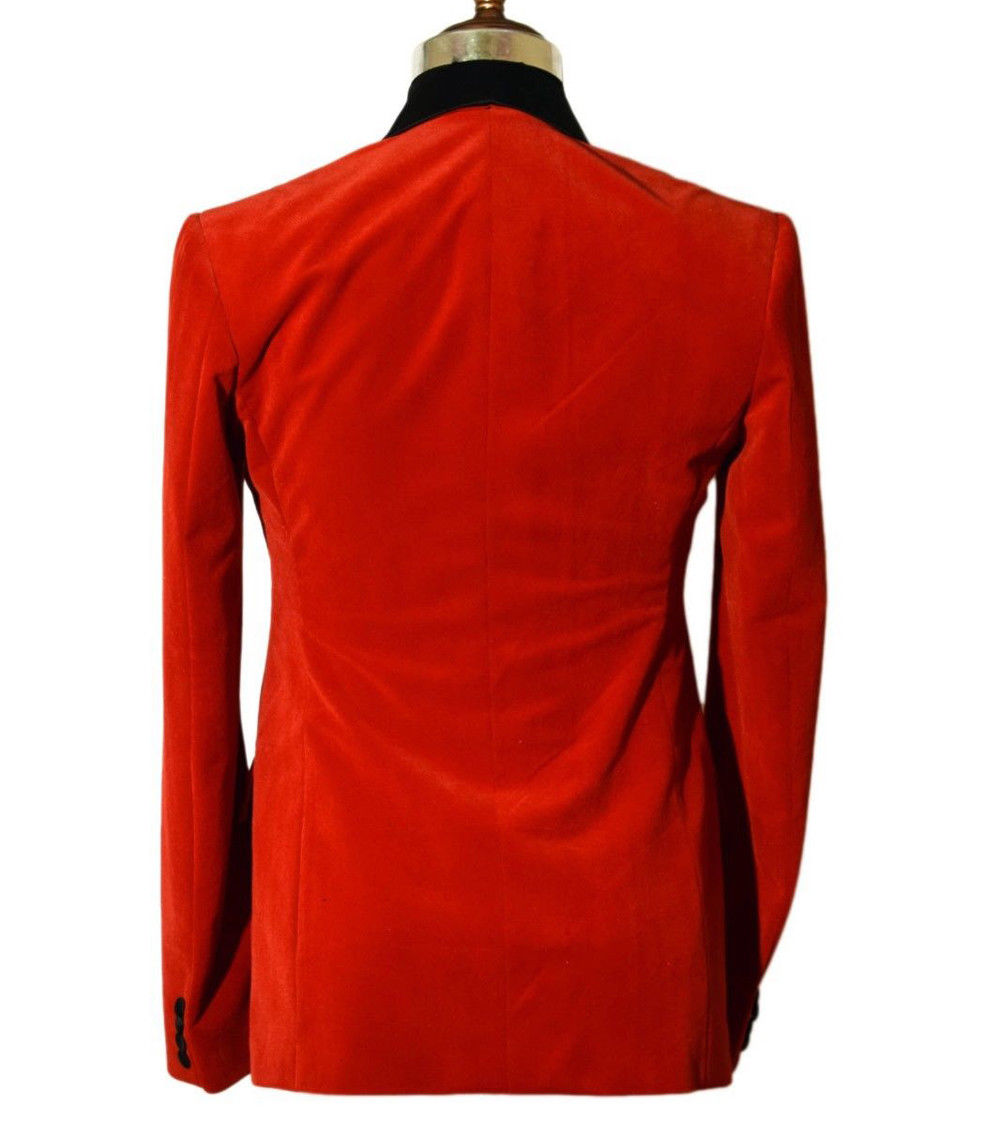 Red Velvet Mens Suits Wedding Groom Party Tuxedos For Men's Black Lapel Prom Dinner Suits Custom Made Just One Piece Jacket
