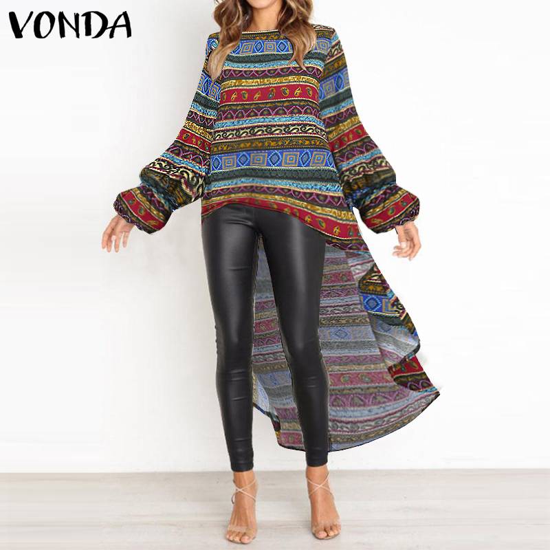 Retro Irregular Shirts 2020 VONDA Women O Neck Long Sleeve Party Blouses Casual Loose Vintage Printed Asymmetric Tops 5XL Blusas, Blue
Retro Irregular Shirts 2020 VONDA Women O Neck Long Sleeve Party Blouses Casual Loose Vintage Printed Asymmetric Tops 5XL Blusas, Blue
