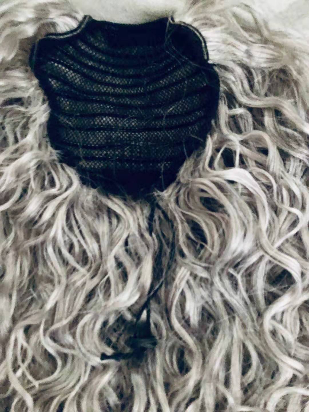Fashion Womenl hair platinm blond gray puff kinky ponytail hair extension clip in Remy curly drawstring ponytails grey hair piece