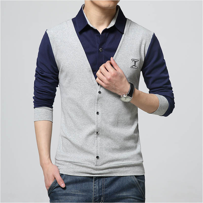New Spring Autumn Fashion Patch Design Men's Shirt T-Shirt Fake Two Long Sleeve Turn Down Collar Cotton T Shirt for Men 5XL, Gray
New Spring Autumn Fashion Patch Design Men's Shirt T-Shirt Fake Two Long Sleeve Turn Down Collar Cotton T Shirt for Men 5XL, Gray