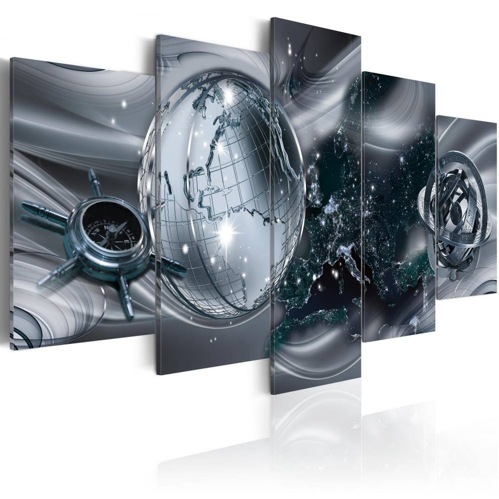 Fashion Wall Art Canvas Painting 5 Pieces Brown Green Blue Diamond Abstract Modern Map Home Decoration, No Frame