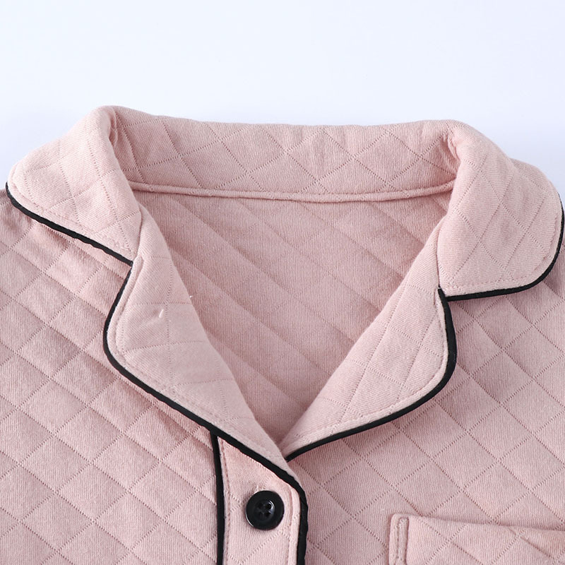 Women Winter Cotton Unisex Family Sleepwear 2pcs Piping Sleep Shirt with Pants Pajamas Sets for Mom Dad and Kids Home Lounge Wear Multicolor