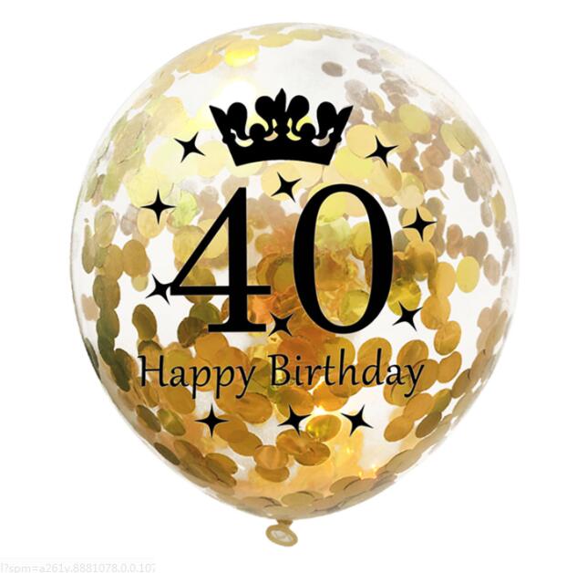 Confetti Birthday Balloons 12 Inch Inflatable Latex Clear Confetti Balloon 30 40 50 Anniversary Birthday Party Decoration