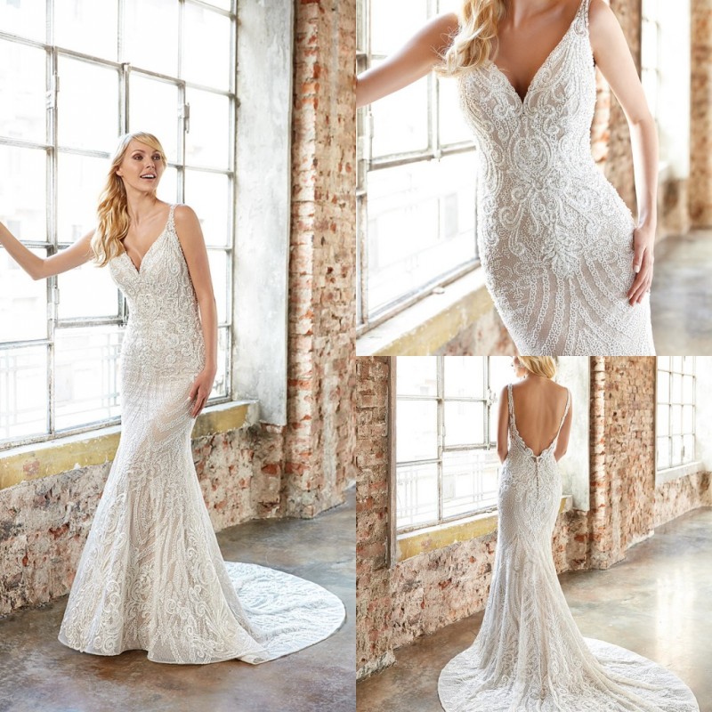 Elegant Mermaid Wedding Dresses V Neck Lace Applique Wedding Dresses Backless Sweep Train Bridal Gowns Vestidos De Novia, Hunter
Elegant Mermaid Wedding Dresses V Neck Lace Applique Wedding Dresses Backless Sweep Train Bridal Gowns Vestidos De Novia, Hunter