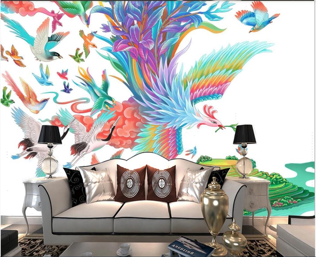 3d wallpaper custom photo mural Hand-painted painting birds pay homage to the phoenix TV background wall wallpaper for walls 3 d, Non-woven fabric
3d wallpaper custom photo mural Hand-painted painting birds pay homage to the phoenix TV background wall wallpaper for walls 3 d, Non-woven fabric