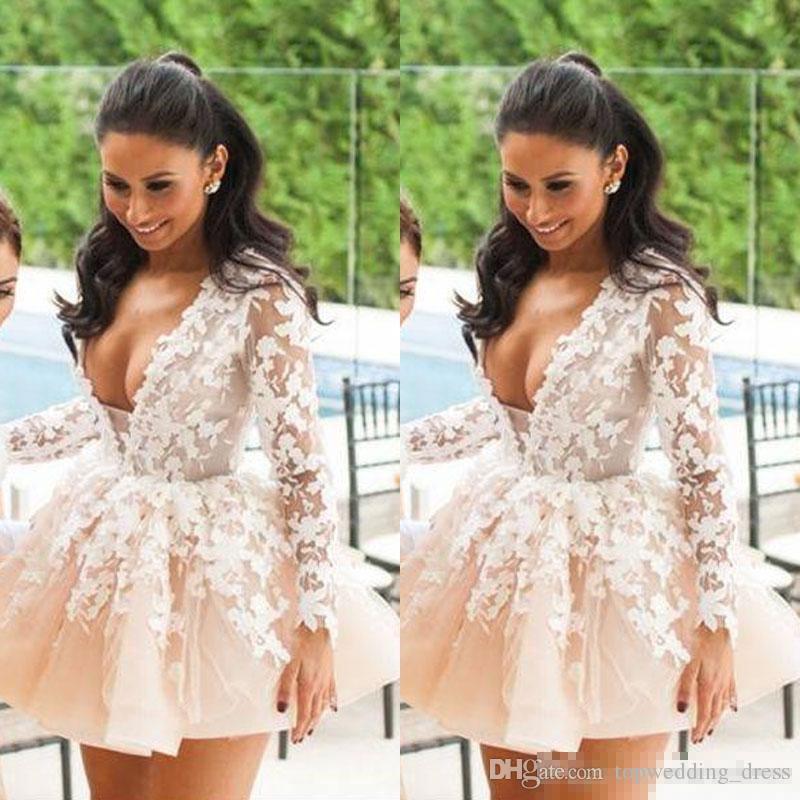 Cheap 2019 V Neck Short Mini Homecoming Dresses Long Sleeve Lace Appliqued Cocktail Party Dress Evening Prom Dress Short Formal Gowns, Water melon
Cheap 2019 V Neck Short Mini Homecoming Dresses Long Sleeve Lace Appliqued Cocktail Party Dress Evening Prom Dress Short Formal Gowns, Water melon