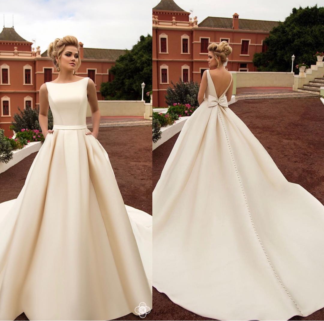 Elegant Women's A-Line Long Satin Ivory Wedding Dresses with Pockets Custom White Bridal Gowns V-Back Brautkleid Formal Dresses, Pink
Elegant Women's A-Line Long Satin Ivory Wedding Dresses with Pockets Custom White Bridal Gowns V-Back Brautkleid Formal Dresses, Pink
