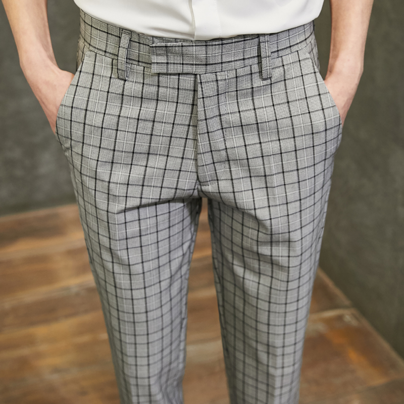 British Style Plaid Dress Pants Men Casual Slim Fit Business Office Social Pants Wedding Streetwear Suit Grey Pant Costume Homme, Gray
British Style Plaid Dress Pants Men Casual Slim Fit Business Office Social Pants Wedding Streetwear Suit Grey Pant Costume Homme, Gray