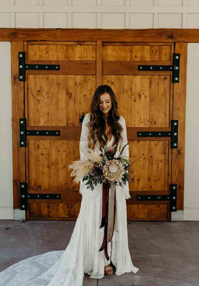 High Quality Bohemian Lace Wedding Dresses A Line Flare Long Sleeve Countryside Garden Bride Bridal Gowns Plus Size Custom Made