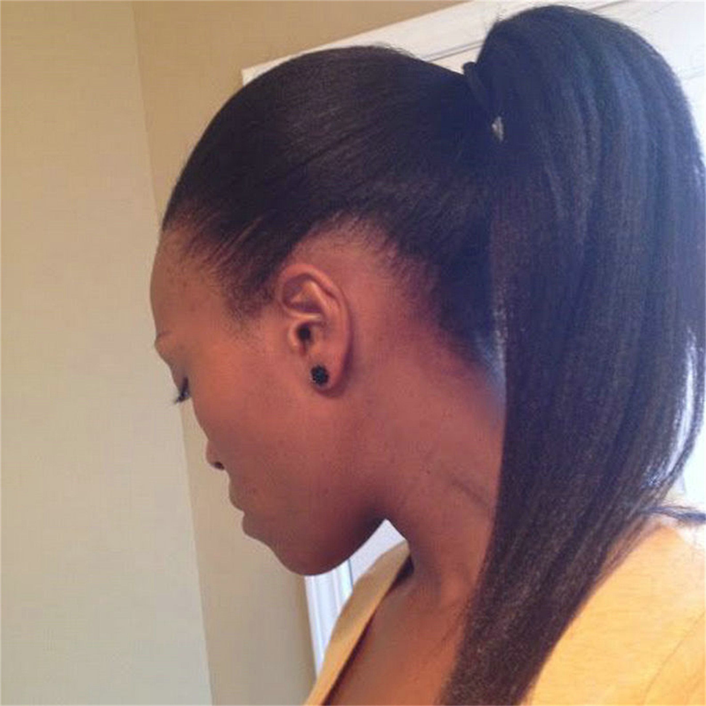 100% Remy Human Hair Straight Tie Up Ponytail Extensions Clip in/on Pony Tails for Women 18inch (120g 1b# natural black)
