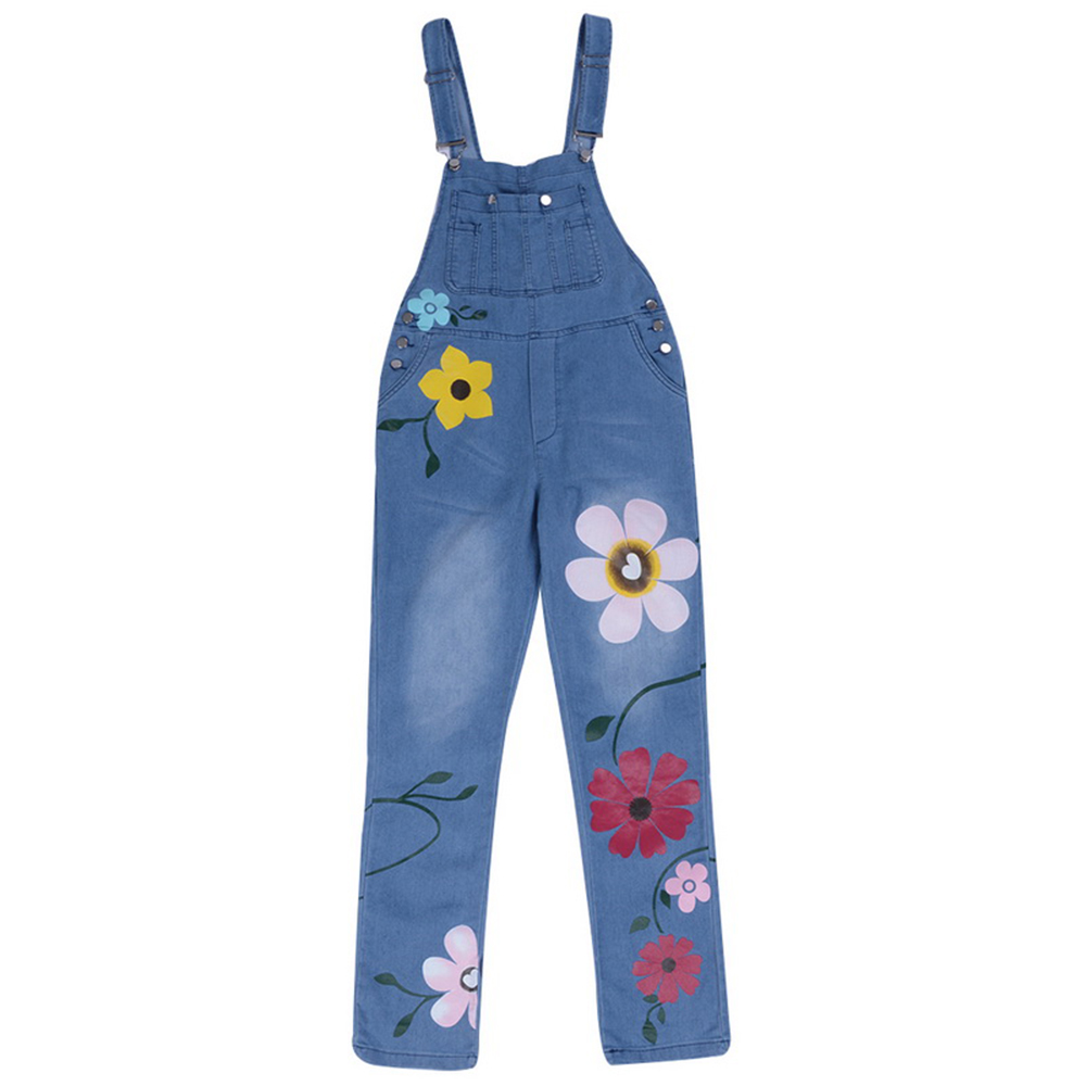 Women Jeans Bib Overalls Denim Jumpsuit Denim Printed Curvy Loose Overalls Lady Romper Fashion Slim Long Overalls