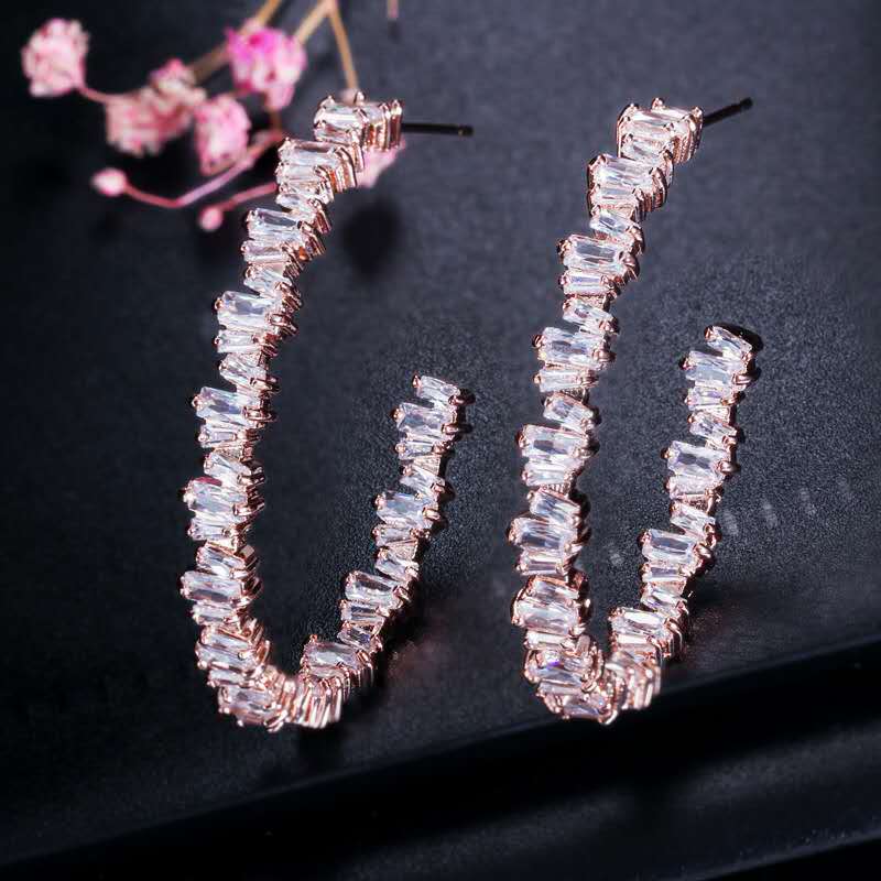 Women Cubic Earrings for Party Wedding White Gold Rose Gold Plated CZ Earrings for Girls Women Nice Gift