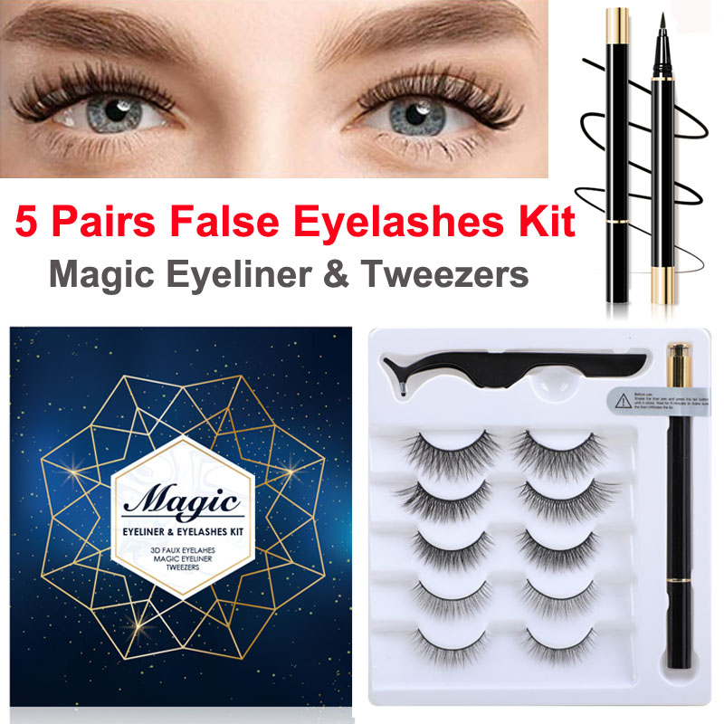 Makeup False Eyelashes & Liquid Eyeliner & Tweezers Set Magic Eyeliner 5 Pairs 3D Eyelash Reusable Waterproof No Glue Needed Make Up Tools
Makeup False Eyelashes & Liquid Eyeliner & Tweezers Set Magic Eyeliner 5 Pairs 3D Eyelash Reusable Waterproof No Glue Needed Make Up Tools