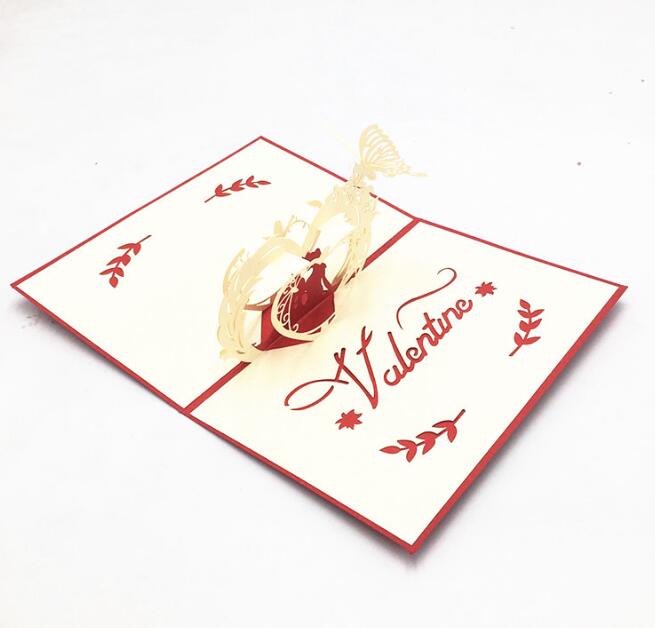 3D Pop Up Greeting Card Valentine's Day Creative Gift Blessing Card with Envelope Party Wedding Decoration
