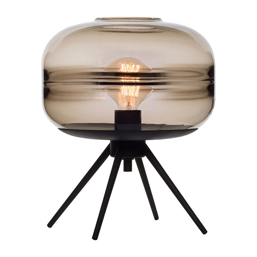 Modern American glass table lamp creative bedroom bedside brown blue gray glass shade lamp iron bracket reading desk